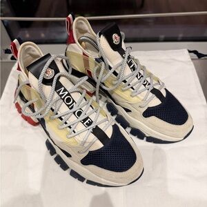 Moncler Men's Navy, Cream, and Red Sneakers